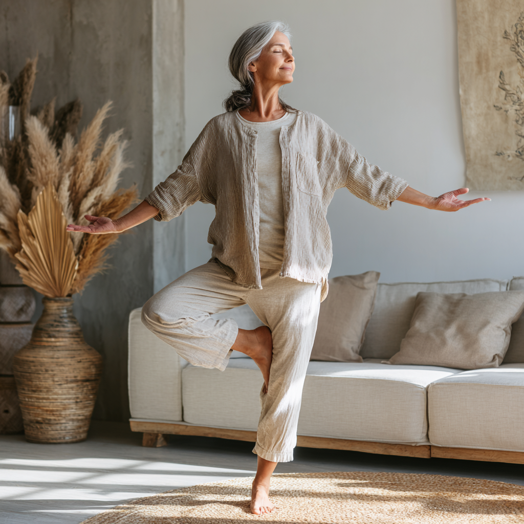 Жінка практикує йогу в спокійній атмосфері